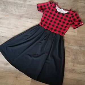 LuLaRoe Red and Black Checkered Midi Dress